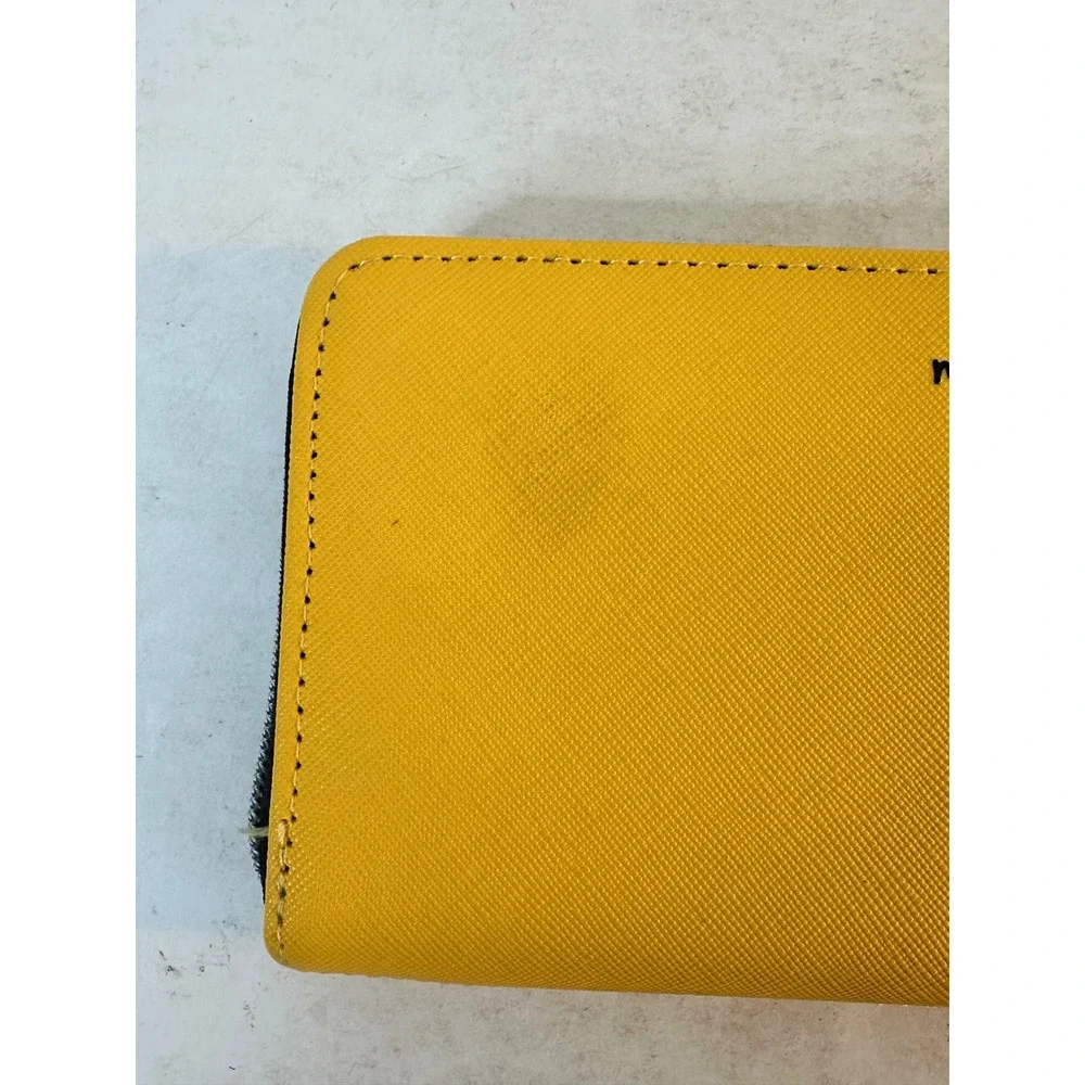 Marc Tetro Boston Terrier Wallet Yellow Zip Around Saffiano PVC‎